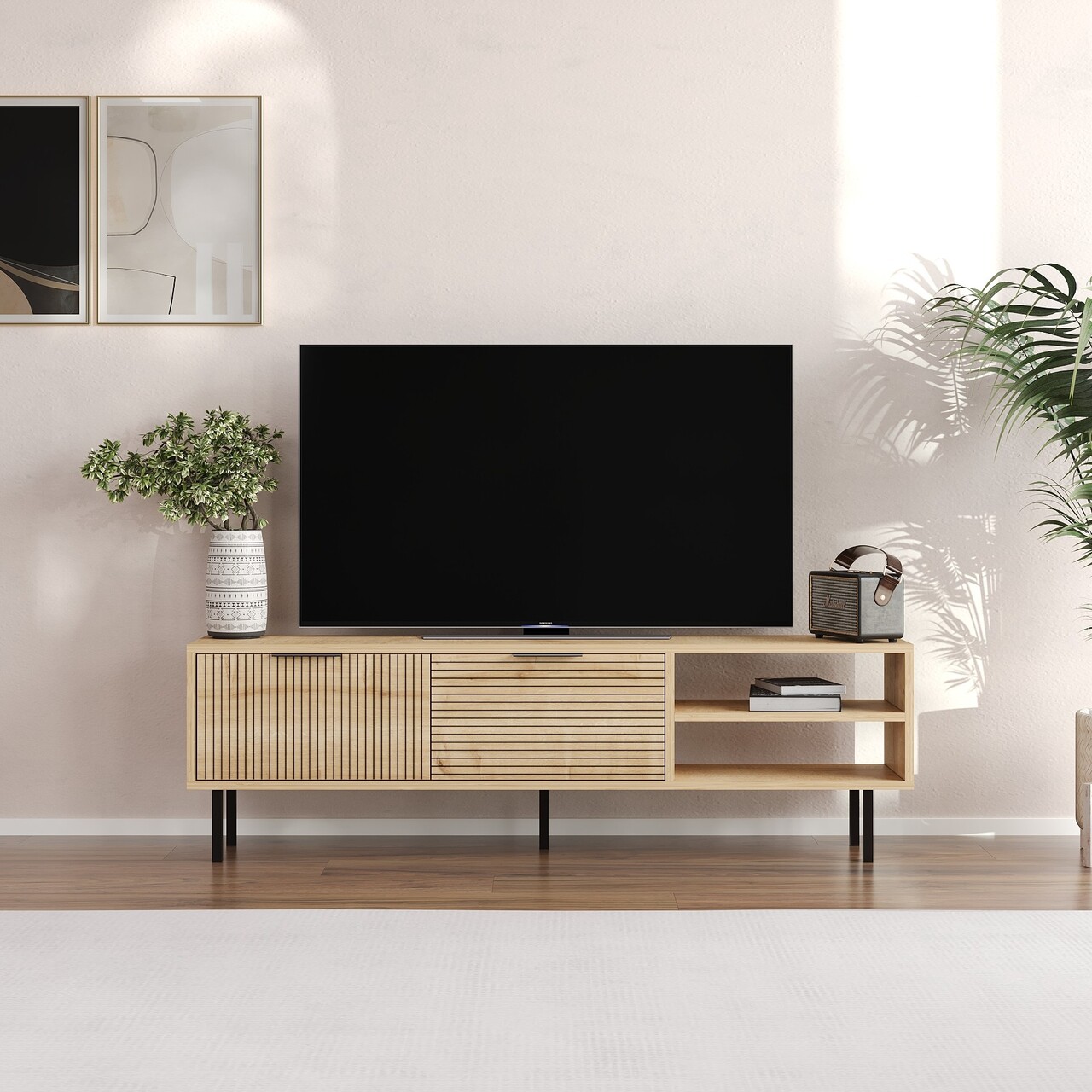Comoda TV, Hanah Home, Venus, 150x45x30 cm, Maro - imagine 6